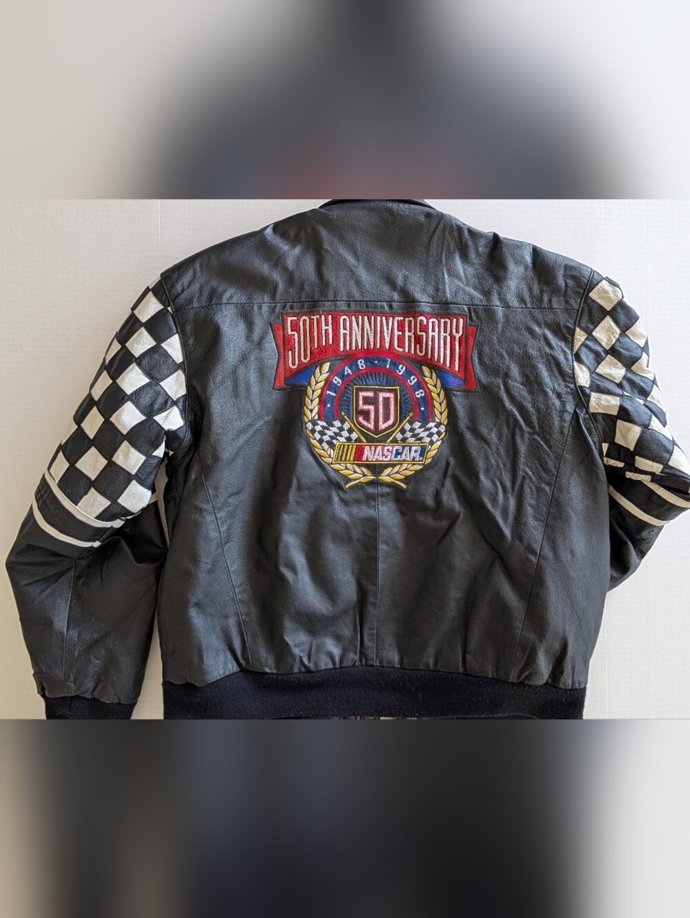 ​🏁 VTG Jeff Hamilton NASCAR 50th Anniversary Leather Racing Jacket - Picture 10 of 15